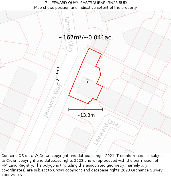 7, LEEWARD QUAY, EASTBOURNE, BN23 5UD: Plot and title map