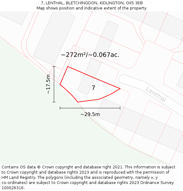 7, LENTHAL, BLETCHINGDON, KIDLINGTON, OX5 3EB: Plot and title map