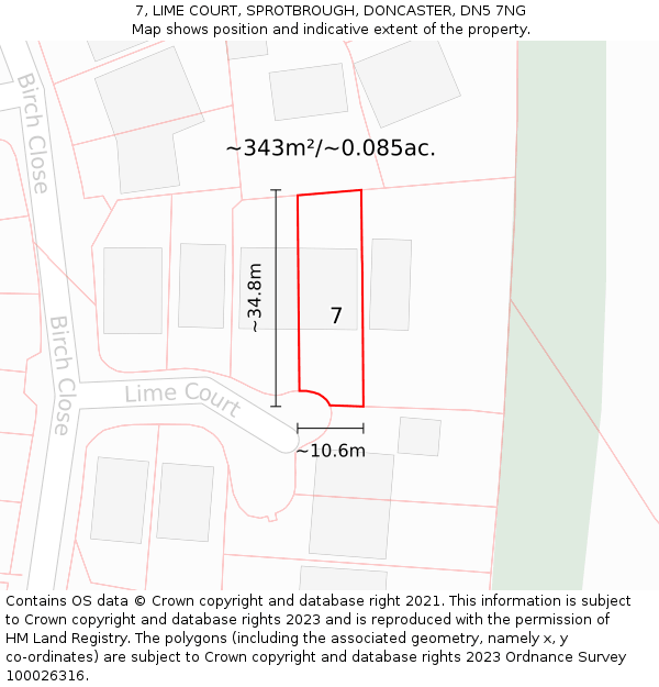 7, LIME COURT, SPROTBROUGH, DONCASTER, DN5 7NG: Plot and title map