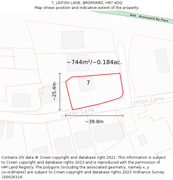 7, LINTON LANE, BROMYARD, HR7 4DQ: Plot and title map