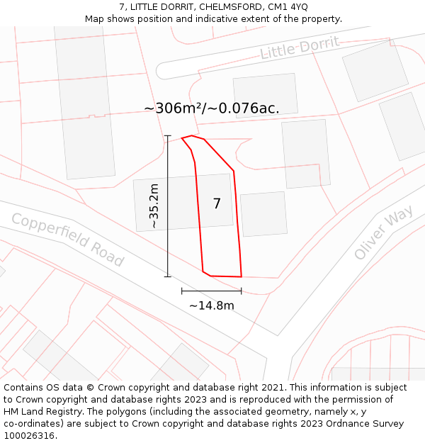 7, LITTLE DORRIT, CHELMSFORD, CM1 4YQ: Plot and title map