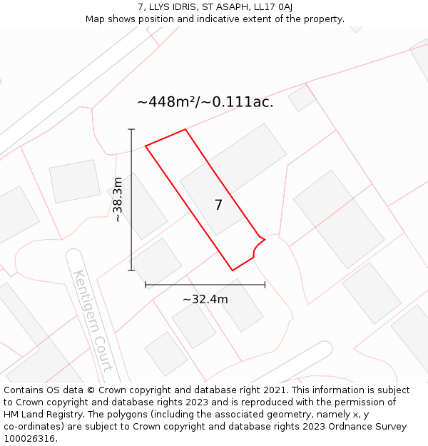 7, LLYS IDRIS, ST ASAPH, LL17 0AJ: Plot and title map