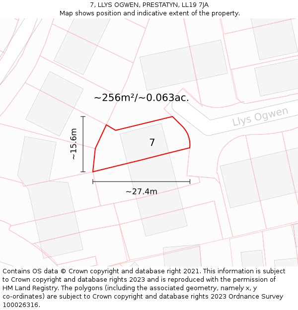 7, LLYS OGWEN, PRESTATYN, LL19 7JA: Plot and title map