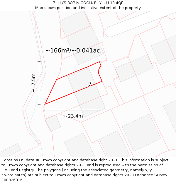 7, LLYS ROBIN GOCH, RHYL, LL18 4QE: Plot and title map