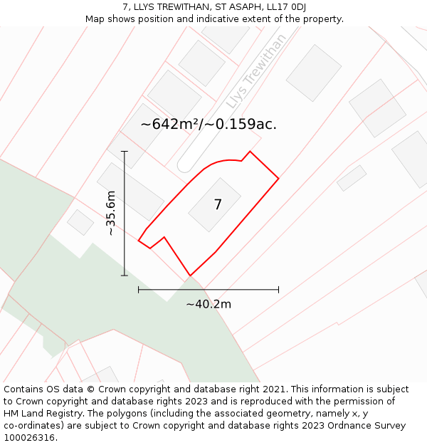 7, LLYS TREWITHAN, ST ASAPH, LL17 0DJ: Plot and title map