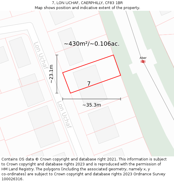 7, LON UCHAF, CAERPHILLY, CF83 1BR: Plot and title map