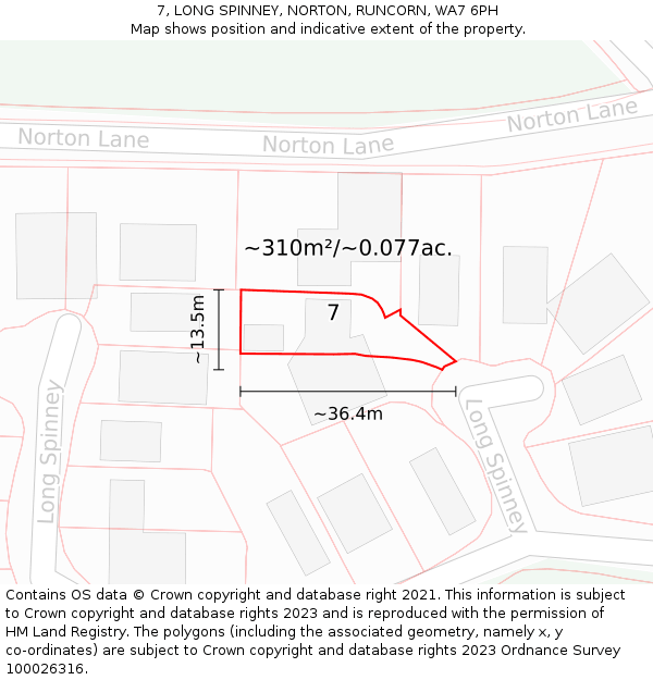 7, LONG SPINNEY, NORTON, RUNCORN, WA7 6PH: Plot and title map
