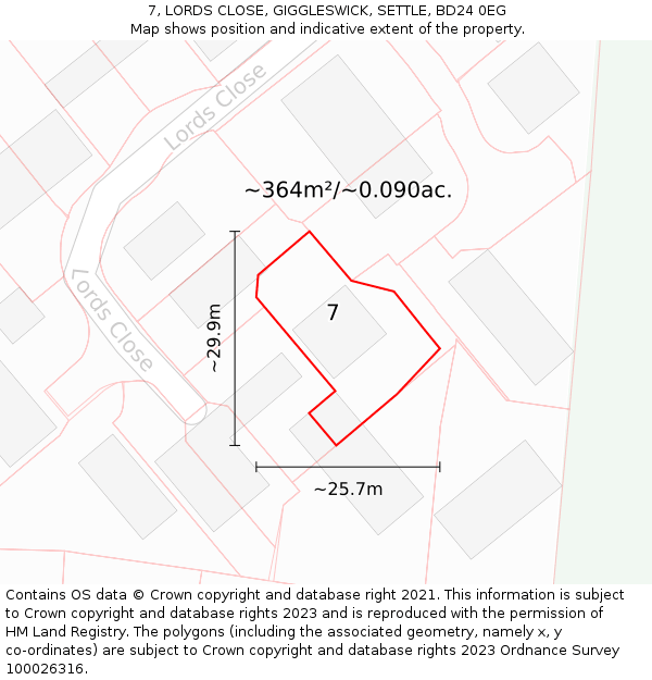 7, LORDS CLOSE, GIGGLESWICK, SETTLE, BD24 0EG: Plot and title map