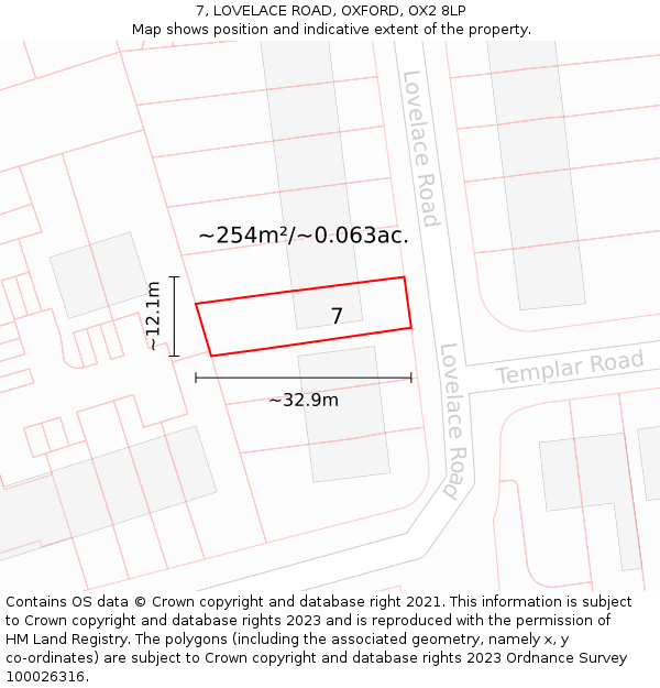 7, LOVELACE ROAD, OXFORD, OX2 8LP: Plot and title map