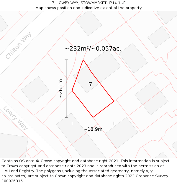 7, LOWRY WAY, STOWMARKET, IP14 1UE: Plot and title map