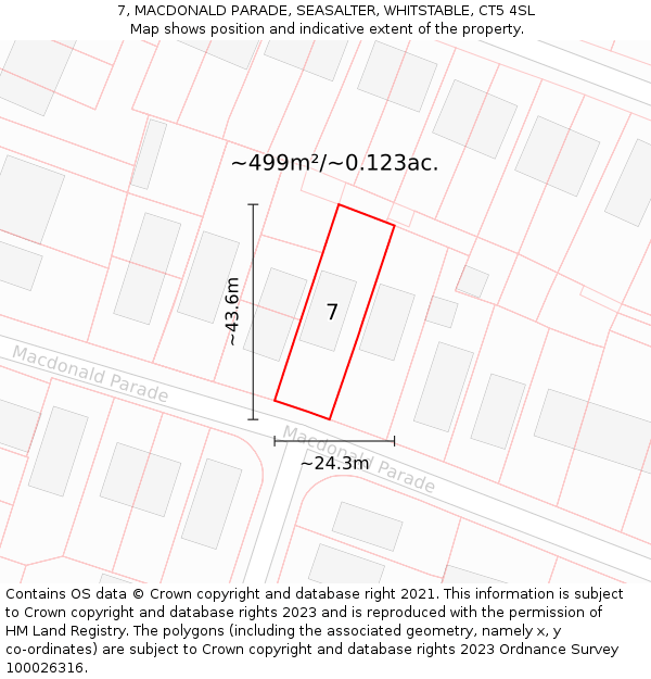 7, MACDONALD PARADE, SEASALTER, WHITSTABLE, CT5 4SL: Plot and title map