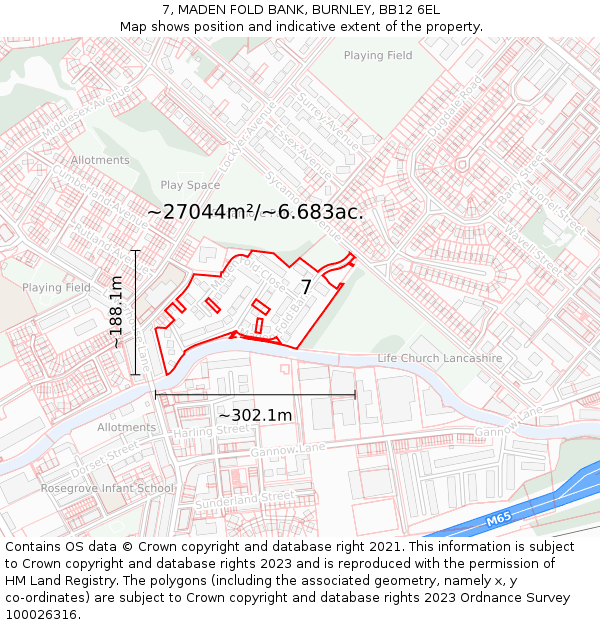 7, MADEN FOLD BANK, BURNLEY, BB12 6EL: Plot and title map