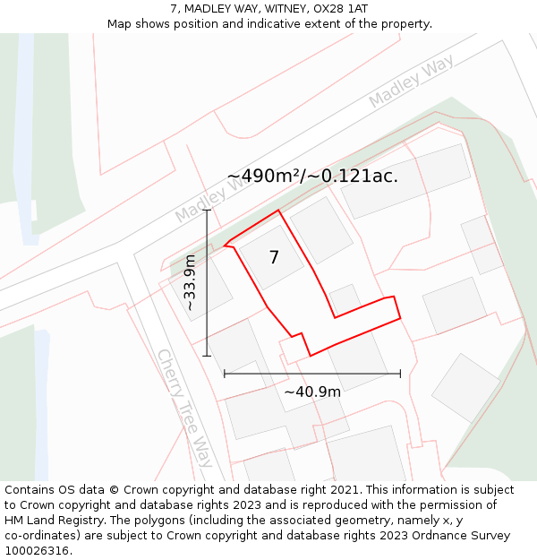 7, MADLEY WAY, WITNEY, OX28 1AT: Plot and title map