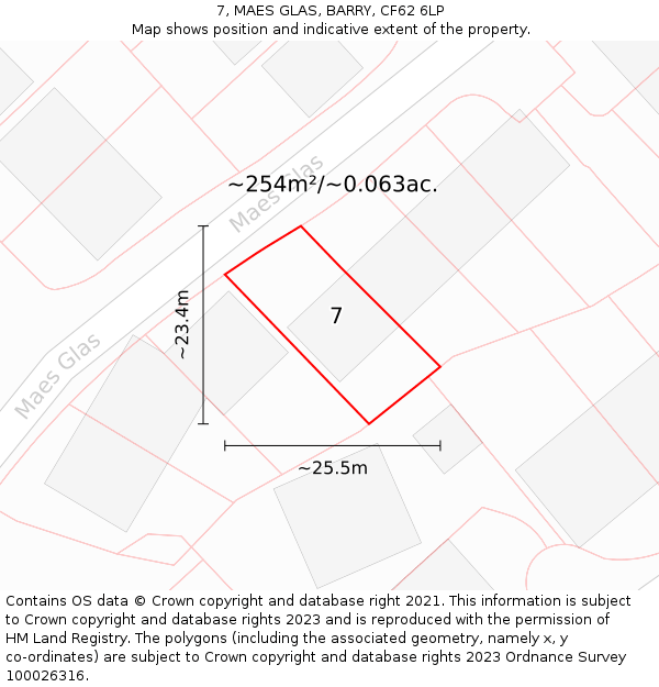 7, MAES GLAS, BARRY, CF62 6LP: Plot and title map