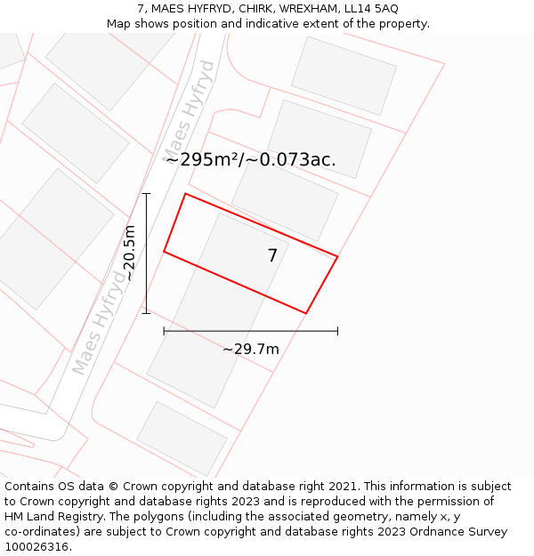 7, MAES HYFRYD, CHIRK, WREXHAM, LL14 5AQ: Plot and title map