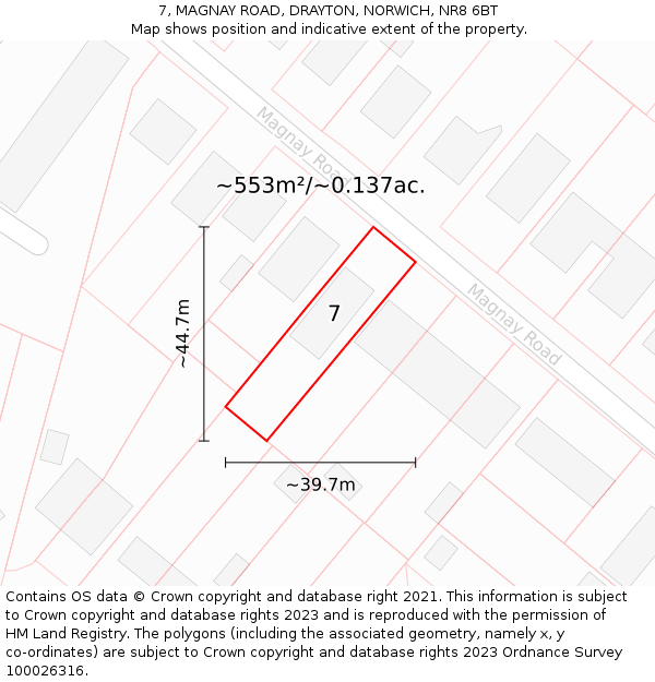 7, MAGNAY ROAD, DRAYTON, NORWICH, NR8 6BT: Plot and title map