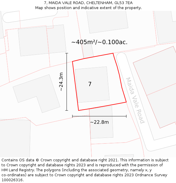 7, MAIDA VALE ROAD, CHELTENHAM, GL53 7EA: Plot and title map