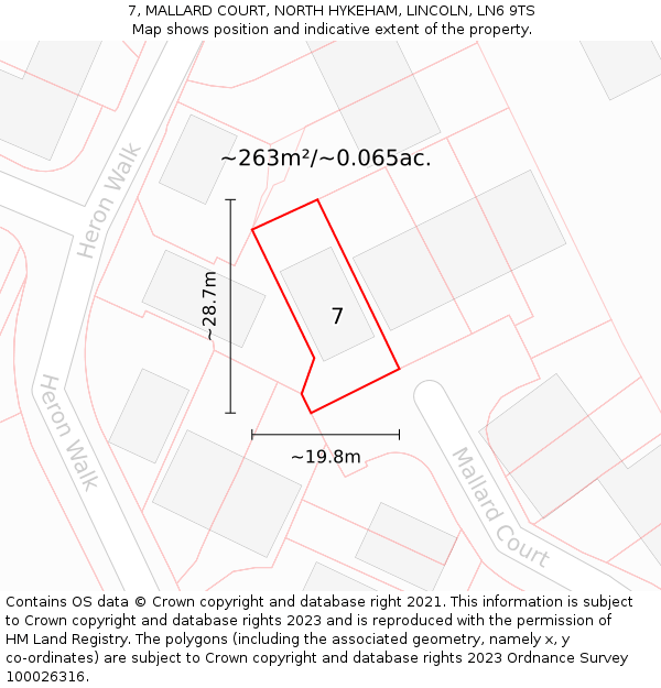 7, MALLARD COURT, NORTH HYKEHAM, LINCOLN, LN6 9TS: Plot and title map