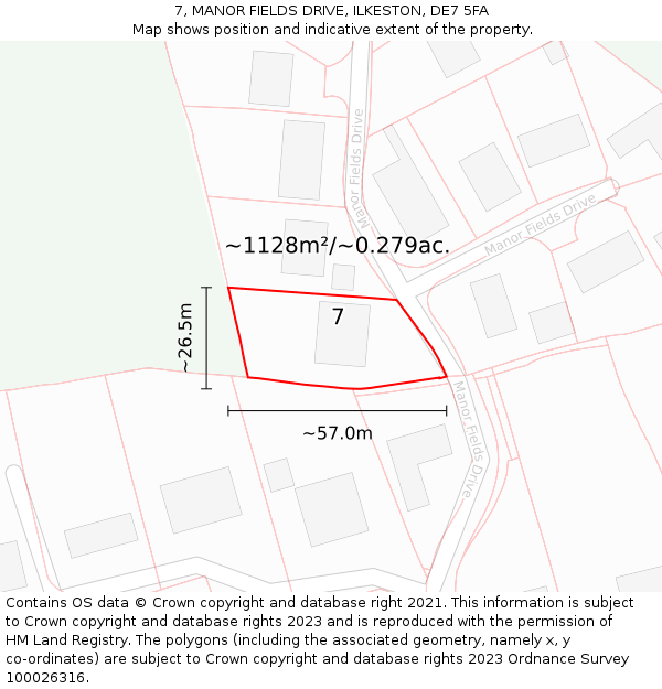 7, MANOR FIELDS DRIVE, ILKESTON, DE7 5FA: Plot and title map