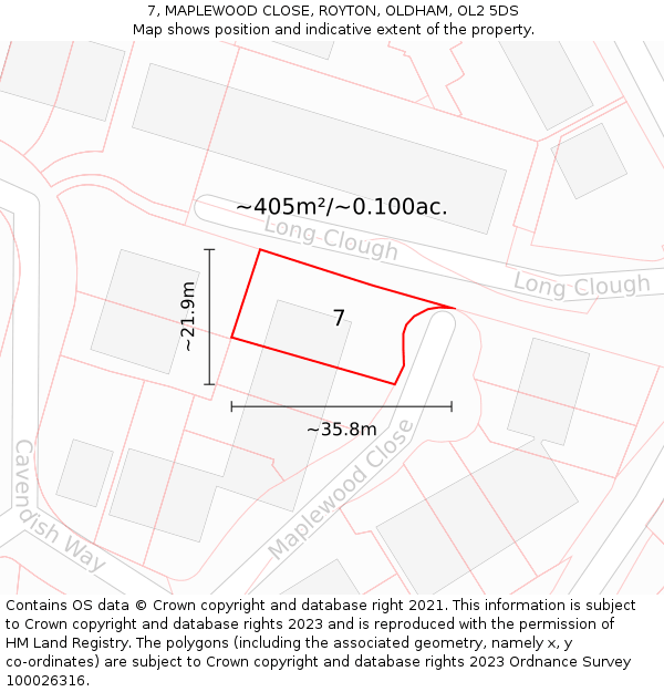 7, MAPLEWOOD CLOSE, ROYTON, OLDHAM, OL2 5DS: Plot and title map