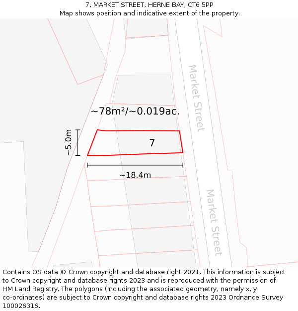 7, MARKET STREET, HERNE BAY, CT6 5PP: Plot and title map