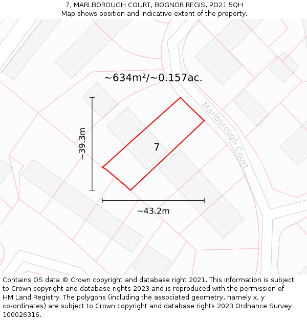 7, MARLBOROUGH COURT, BOGNOR REGIS, PO21 5QH: Plot and title map