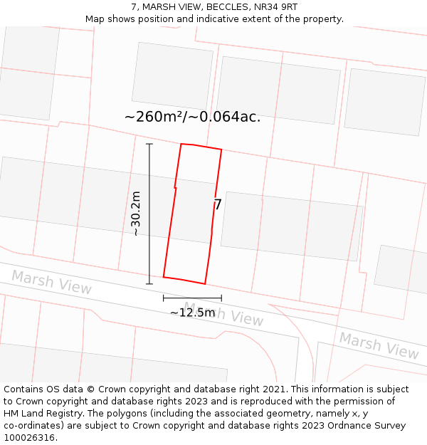 7, MARSH VIEW, BECCLES, NR34 9RT: Plot and title map
