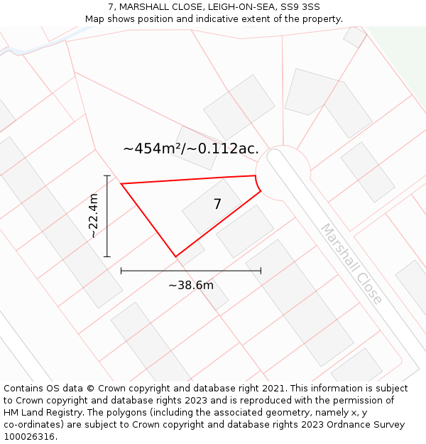 7, MARSHALL CLOSE, LEIGH-ON-SEA, SS9 3SS: Plot and title map