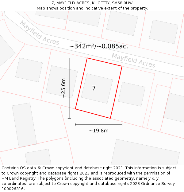 7, MAYFIELD ACRES, KILGETTY, SA68 0UW: Plot and title map