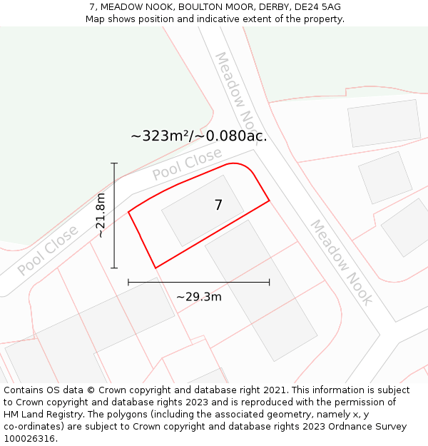 7, MEADOW NOOK, BOULTON MOOR, DERBY, DE24 5AG: Plot and title map
