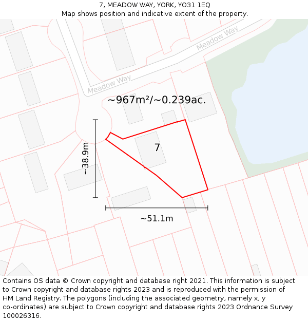 7, MEADOW WAY, YORK, YO31 1EQ: Plot and title map