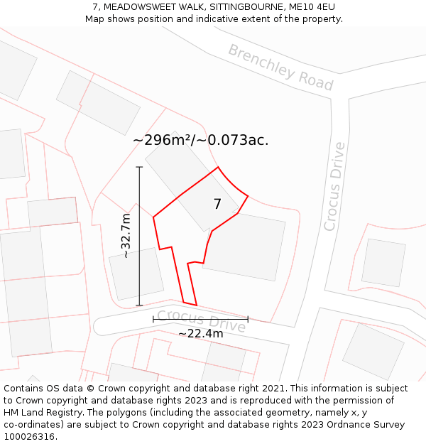 7, MEADOWSWEET WALK, SITTINGBOURNE, ME10 4EU: Plot and title map