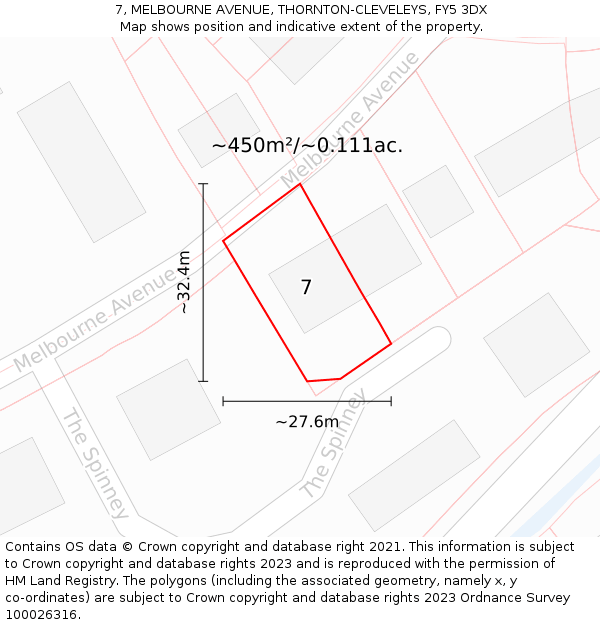 7, MELBOURNE AVENUE, THORNTON-CLEVELEYS, FY5 3DX: Plot and title map