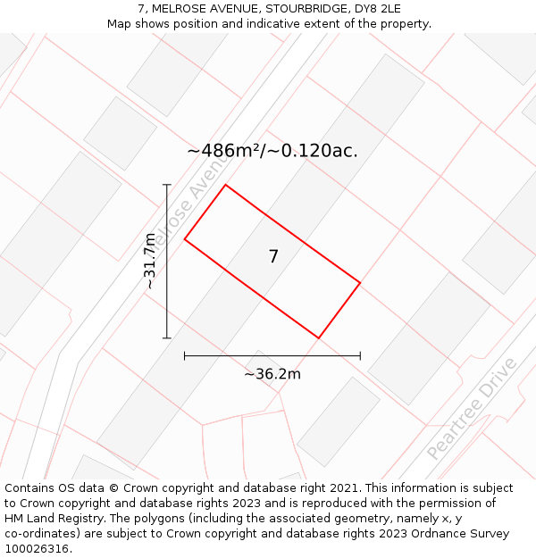 7, MELROSE AVENUE, STOURBRIDGE, DY8 2LE: Plot and title map