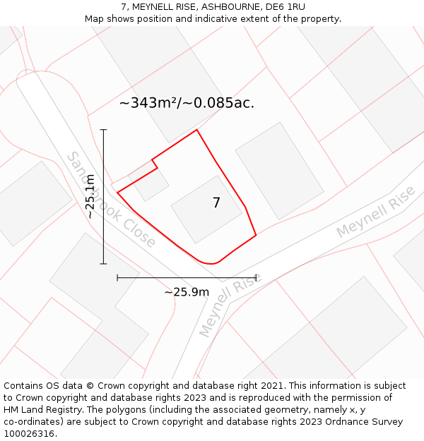 7, MEYNELL RISE, ASHBOURNE, DE6 1RU: Plot and title map