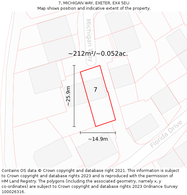 7, MICHIGAN WAY, EXETER, EX4 5EU: Plot and title map