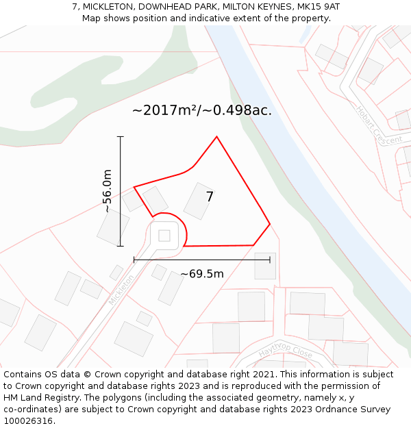 7, MICKLETON, DOWNHEAD PARK, MILTON KEYNES, MK15 9AT: Plot and title map