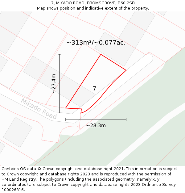 7, MIKADO ROAD, BROMSGROVE, B60 2SB: Plot and title map