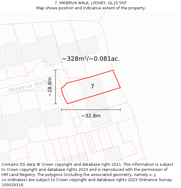 7, MINERVA WALK, LYDNEY, GL15 5NT: Plot and title map