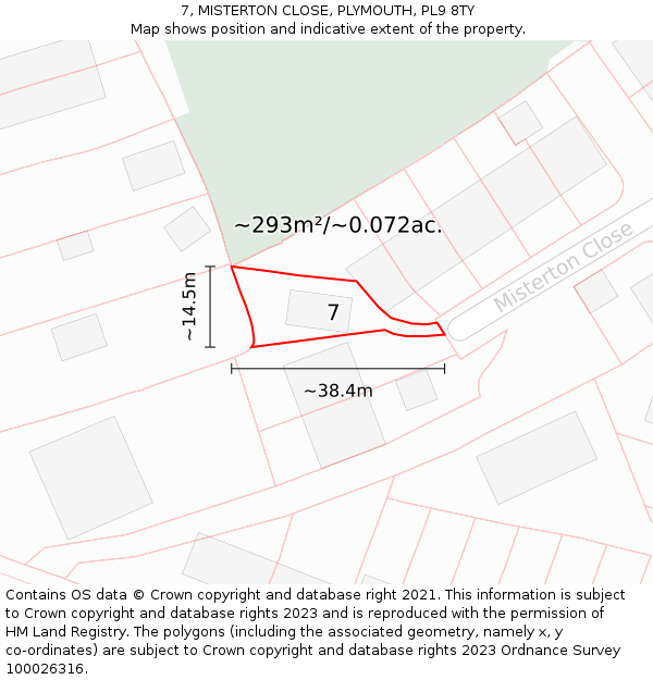 7, MISTERTON CLOSE, PLYMOUTH, PL9 8TY: Plot and title map