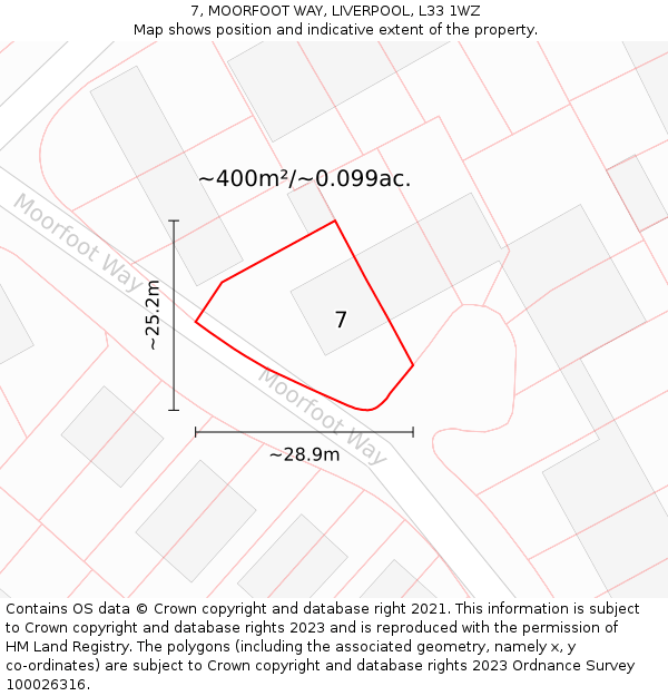 7, MOORFOOT WAY, LIVERPOOL, L33 1WZ: Plot and title map