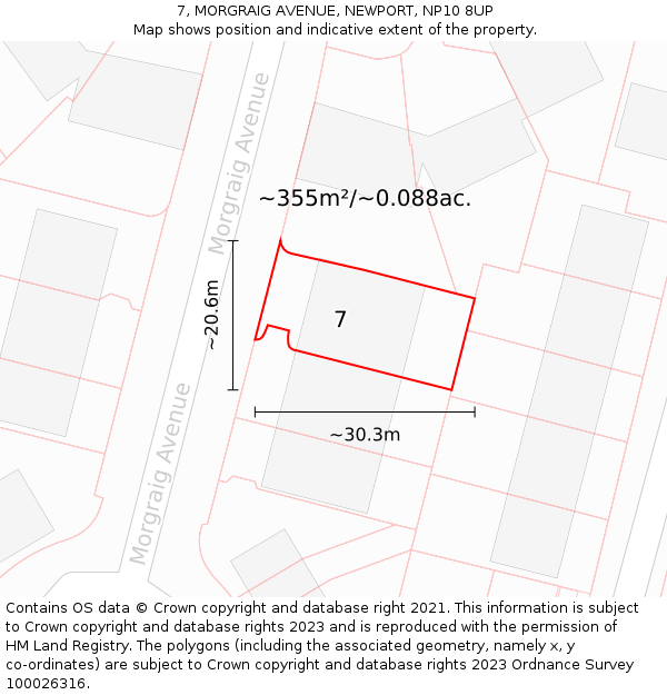 7, MORGRAIG AVENUE, NEWPORT, NP10 8UP: Plot and title map