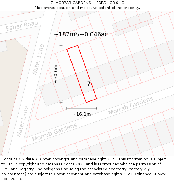 7, MORRAB GARDENS, ILFORD, IG3 9HG: Plot and title map