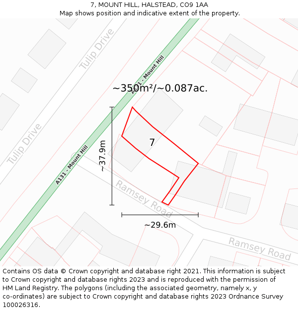 7, MOUNT HILL, HALSTEAD, CO9 1AA: Plot and title map