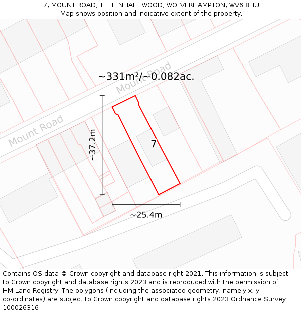 7, MOUNT ROAD, TETTENHALL WOOD, WOLVERHAMPTON, WV6 8HU: Plot and title map