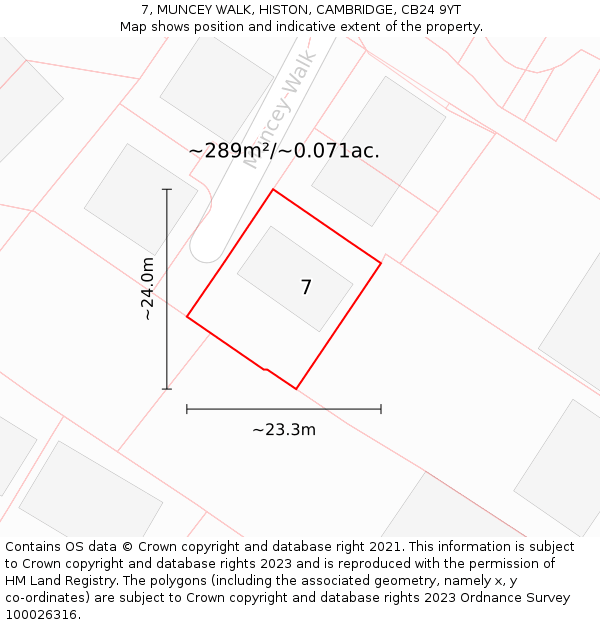 7, MUNCEY WALK, HISTON, CAMBRIDGE, CB24 9YT: Plot and title map