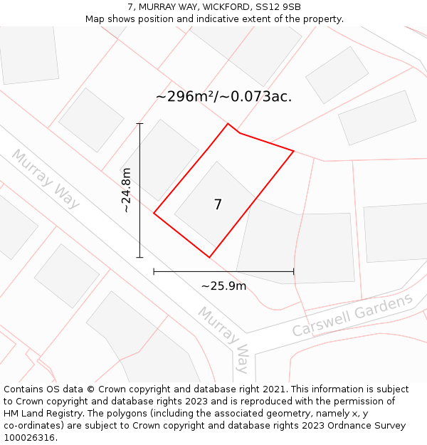 7, MURRAY WAY, WICKFORD, SS12 9SB: Plot and title map