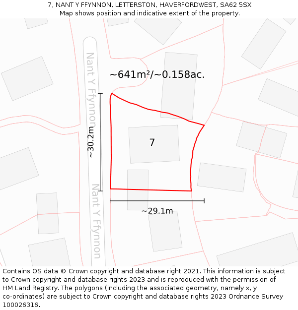 7, NANT Y FFYNNON, LETTERSTON, HAVERFORDWEST, SA62 5SX: Plot and title map