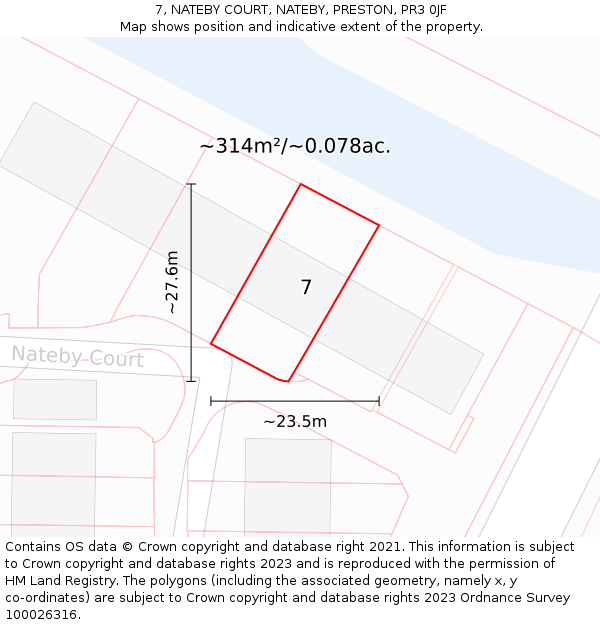 7, NATEBY COURT, NATEBY, PRESTON, PR3 0JF: Plot and title map