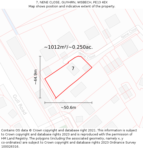 7, NENE CLOSE, GUYHIRN, WISBECH, PE13 4EX: Plot and title map